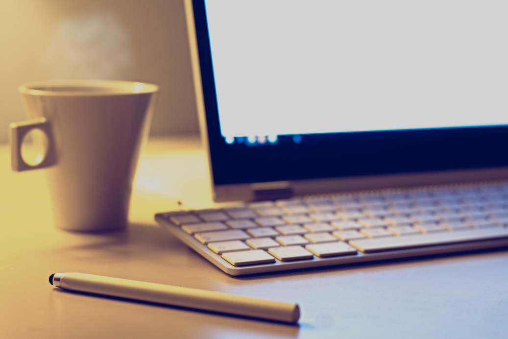 Computer with Coffee